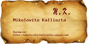 Mikolovits Kalliszta névjegykártya